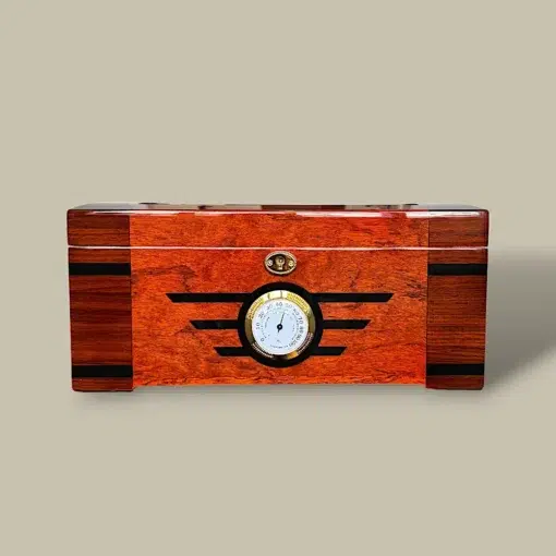 Mahogany Cigar Humidor – 80 Cigars – Front View