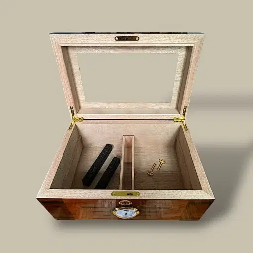 Interior View of Mahogany Humidor – Tray Removed