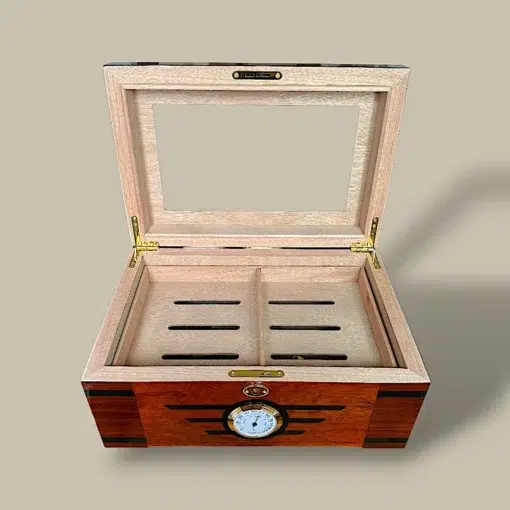 Open Humidor with Tray – 80 Cigars – Mahogany Wood