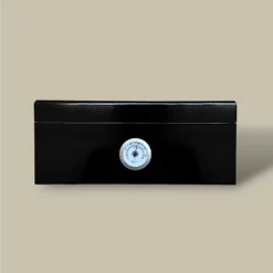 Glossy Black Cigar Humidor – Front View – HM-215L-BK