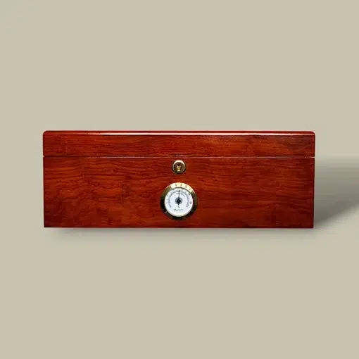 Glossy Brown Cigar Humidor – Front View – HM-213L-BR