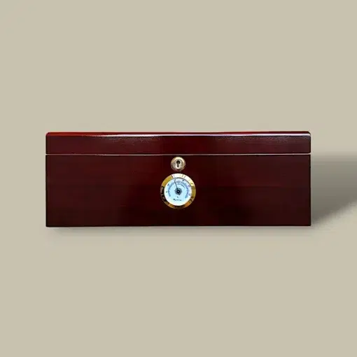 Cherry Cigar Humidor with Hygrometer – Front View – HM-213L-CH