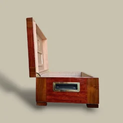Side View of Mahogany Humidor with Lid Open – HM-214L-TL