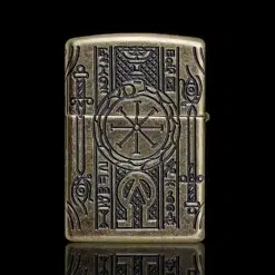 Zippo Book of the Dead – Front View – Antique Brass Finish