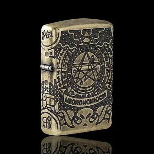 Zippo Armor Lighter – Side View – Book of the Dead