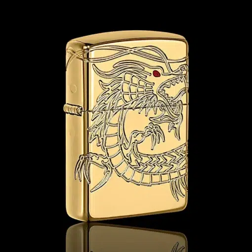 ZIPPO® Asian Dragon Gold – Side View Coiling Tail