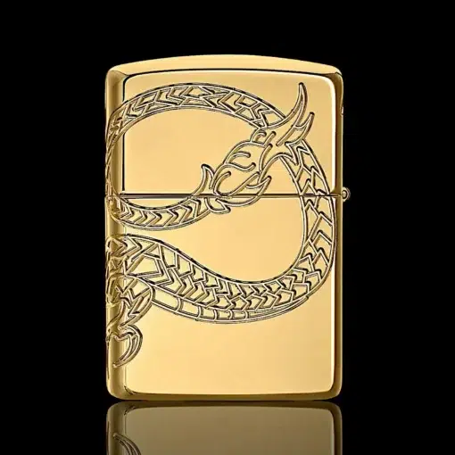 ZIPPO® Asian Dragon Gold – Side View Coiling Tail