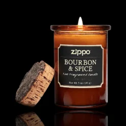ZIPPO® Bourbon & Spice Candle – Open and Burning