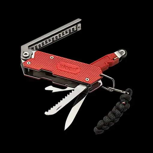 ZIPPO® Fire Starting Multi-Tool – Open – Flint, Blade & Saw