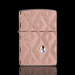 ZIPPO® Geometric Diamond Lighter – Rose Gold Front View