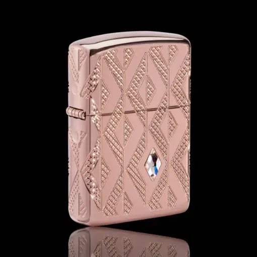 ZIPPO® Rose Gold Diamond Lighter – Angle View