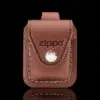 ZIPPO® Brown Leather Lighter Pouch with Loop – Front View
