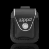 ZIPPO® Black Leather Lighter Pouch with Loop – Front View