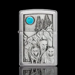 ZIPPO® Moon Guiding Wolves Lighter – Front View