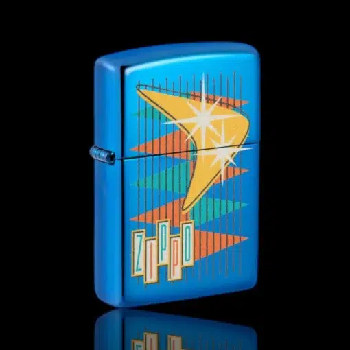 ZIPPO® Retro High Polish Blue Lighter – Side Angle